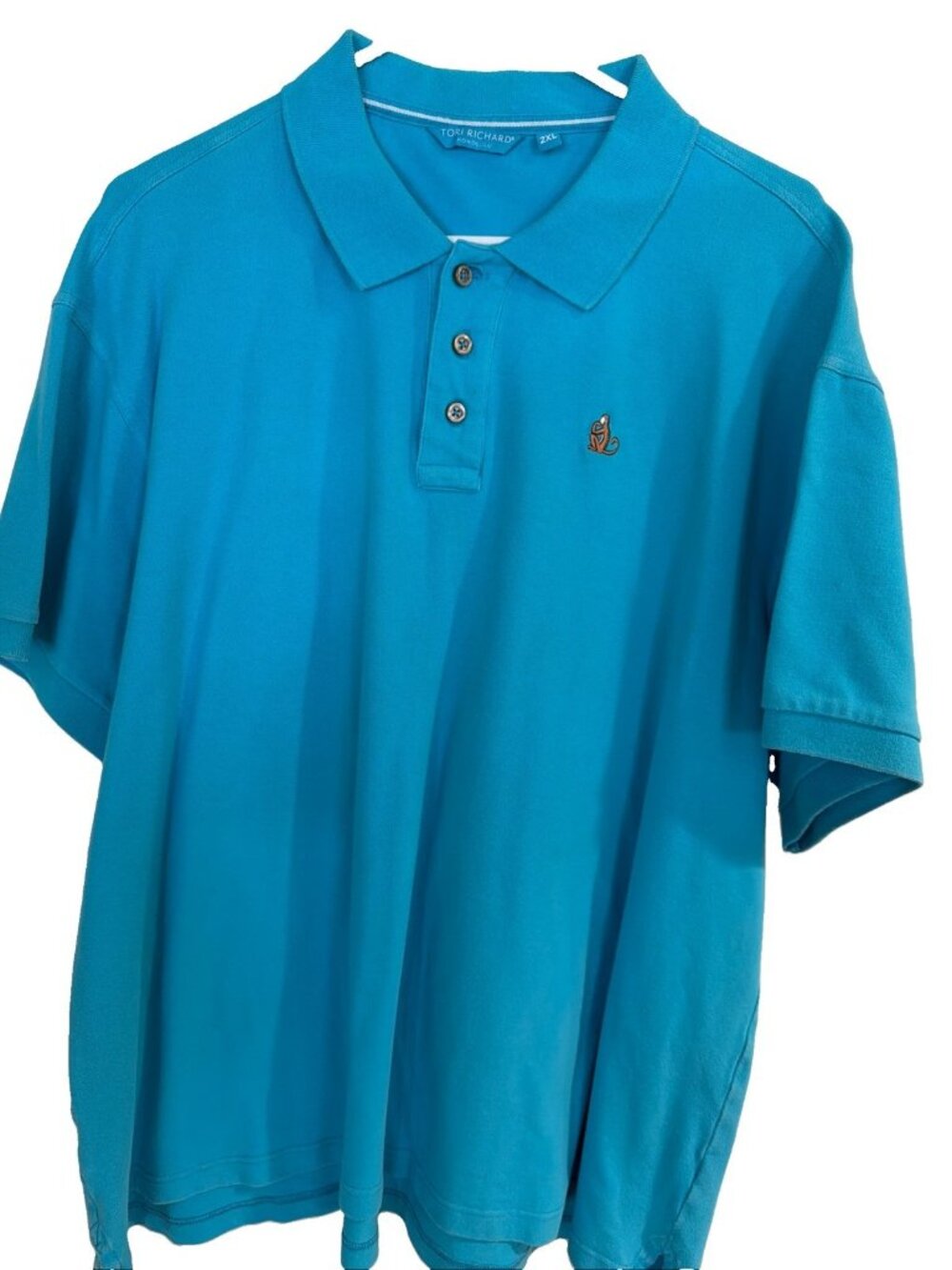 Men's Tori Richard Short Sleeve Polo Shirt Sz XL In Aqua Blue Preppy Classic